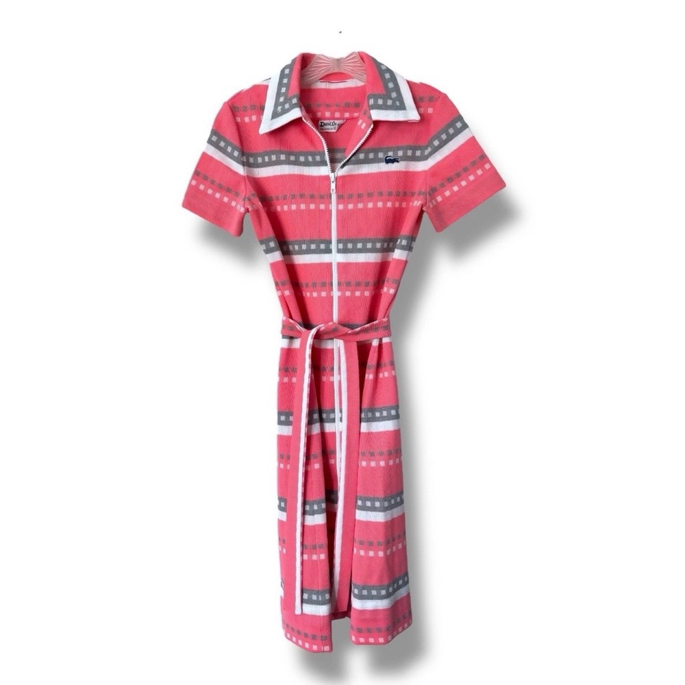 Vtg 60s Lacoste David Crystal Retro Mod Go Go Midi Dress